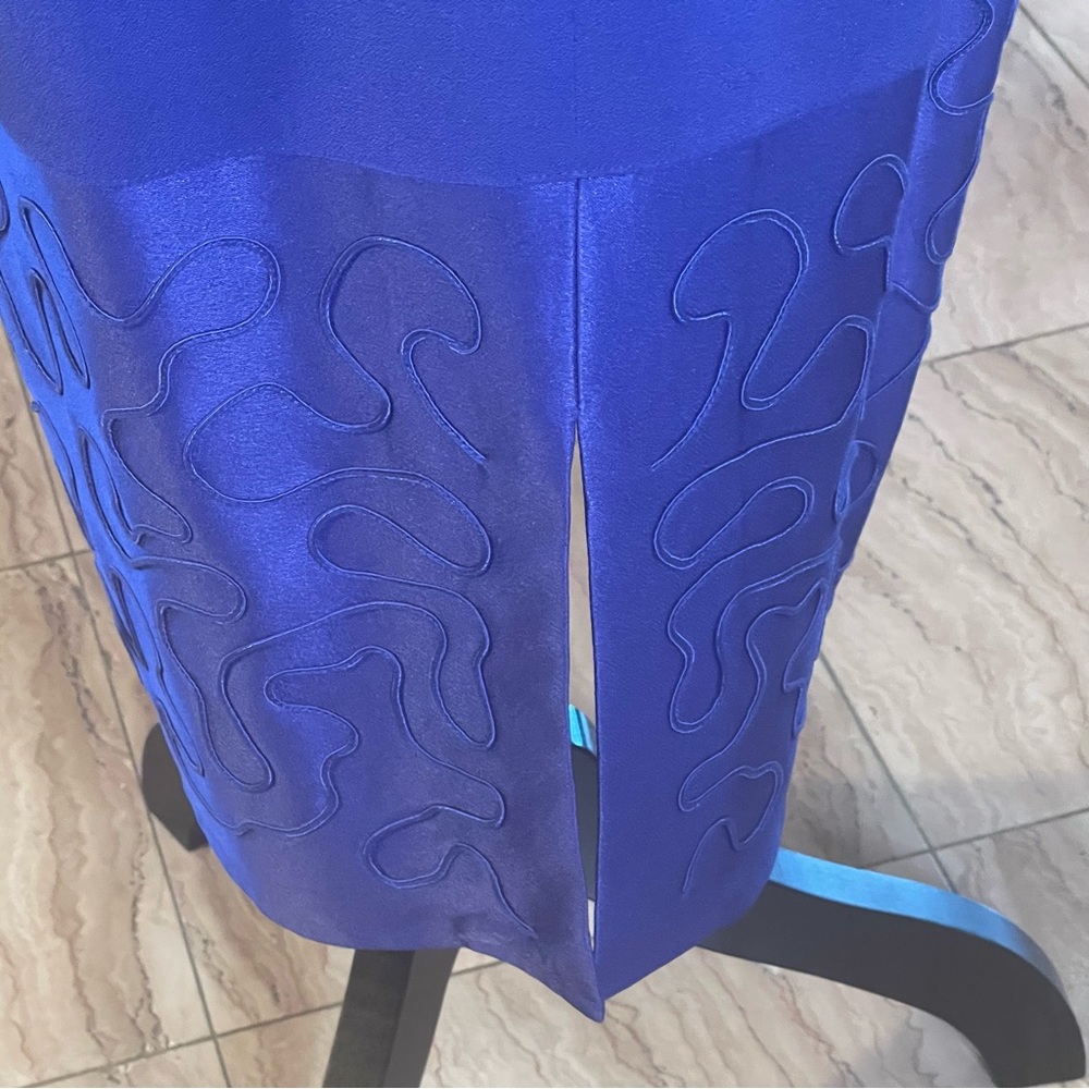 DAYMOR COUTURE VINTAGE ROYAL BLUE BATWING DRESS - Picture 8 of 12